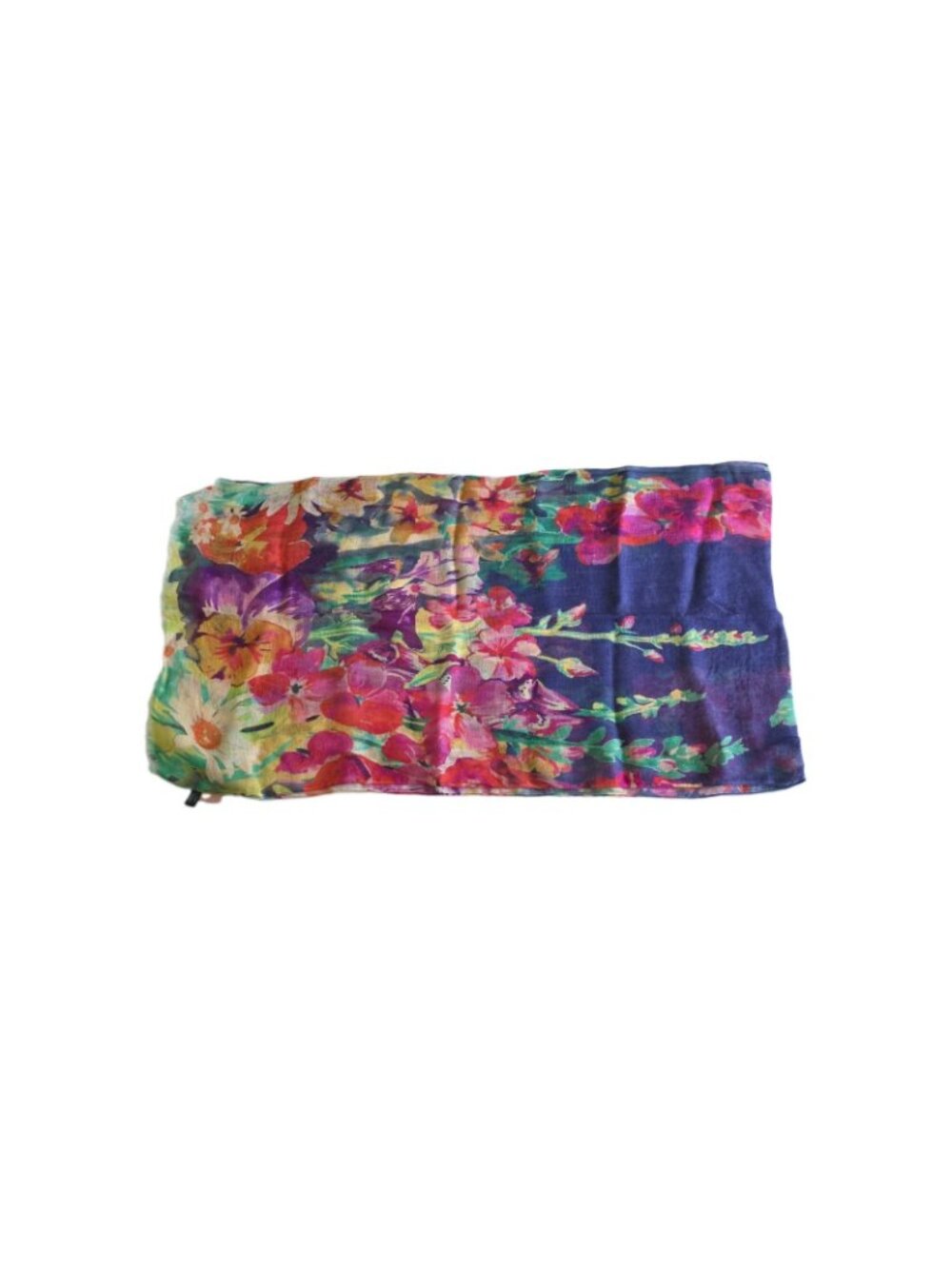 Powder UK 100% Linen Floral Scarf Wrap Purple Pink Watercolor Botanical Fringe - Picture 12 of 14